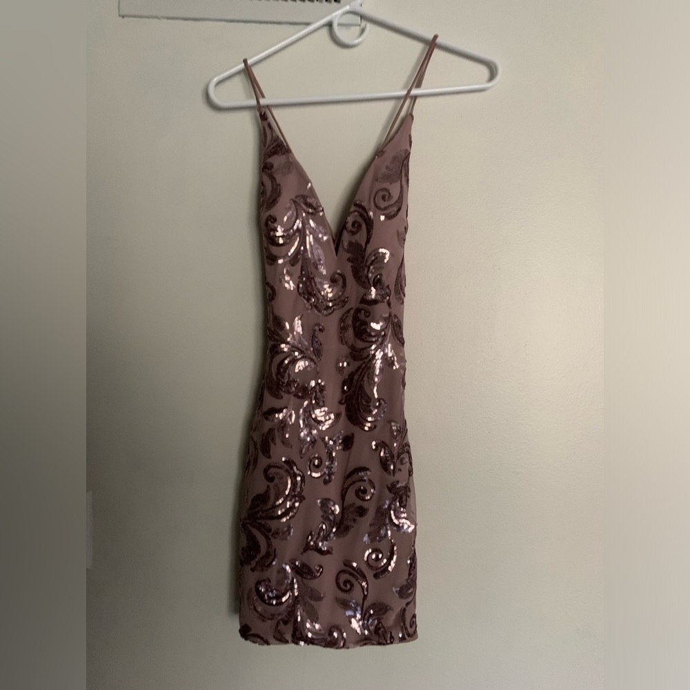 Dusty blush Windsor brand short semi-formal dress